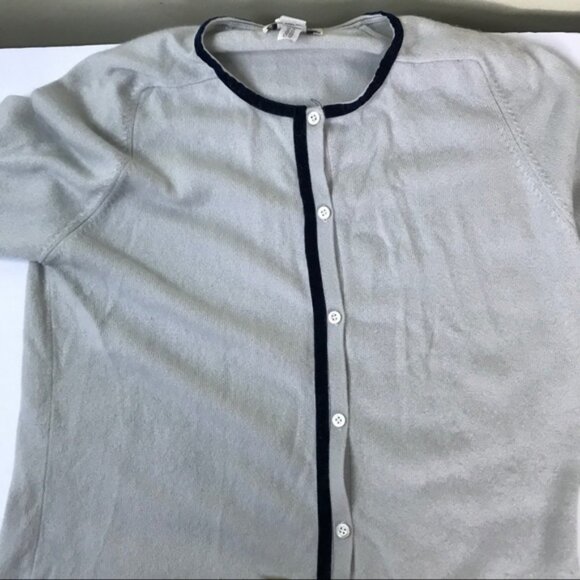 Banana Republic Vintage Cashmere Velvet Trim Cardigan Sweater Buttons Soft Top M - Picture 13 of 14